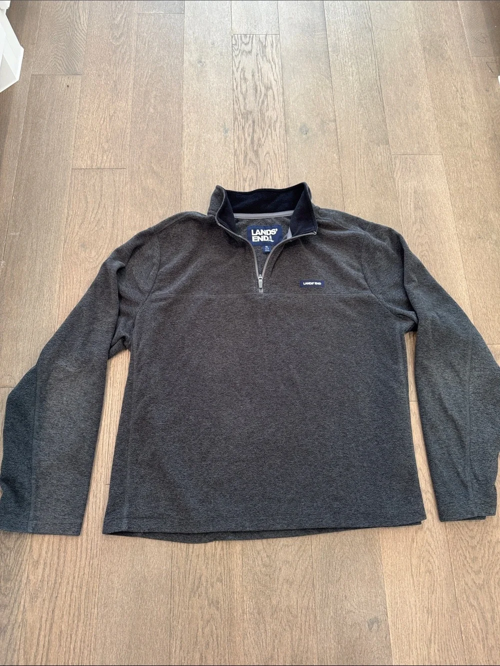 Lands’ End Fleece Quarter Zip Anyweather‎ Pullover Men’s XL High Collar Gray